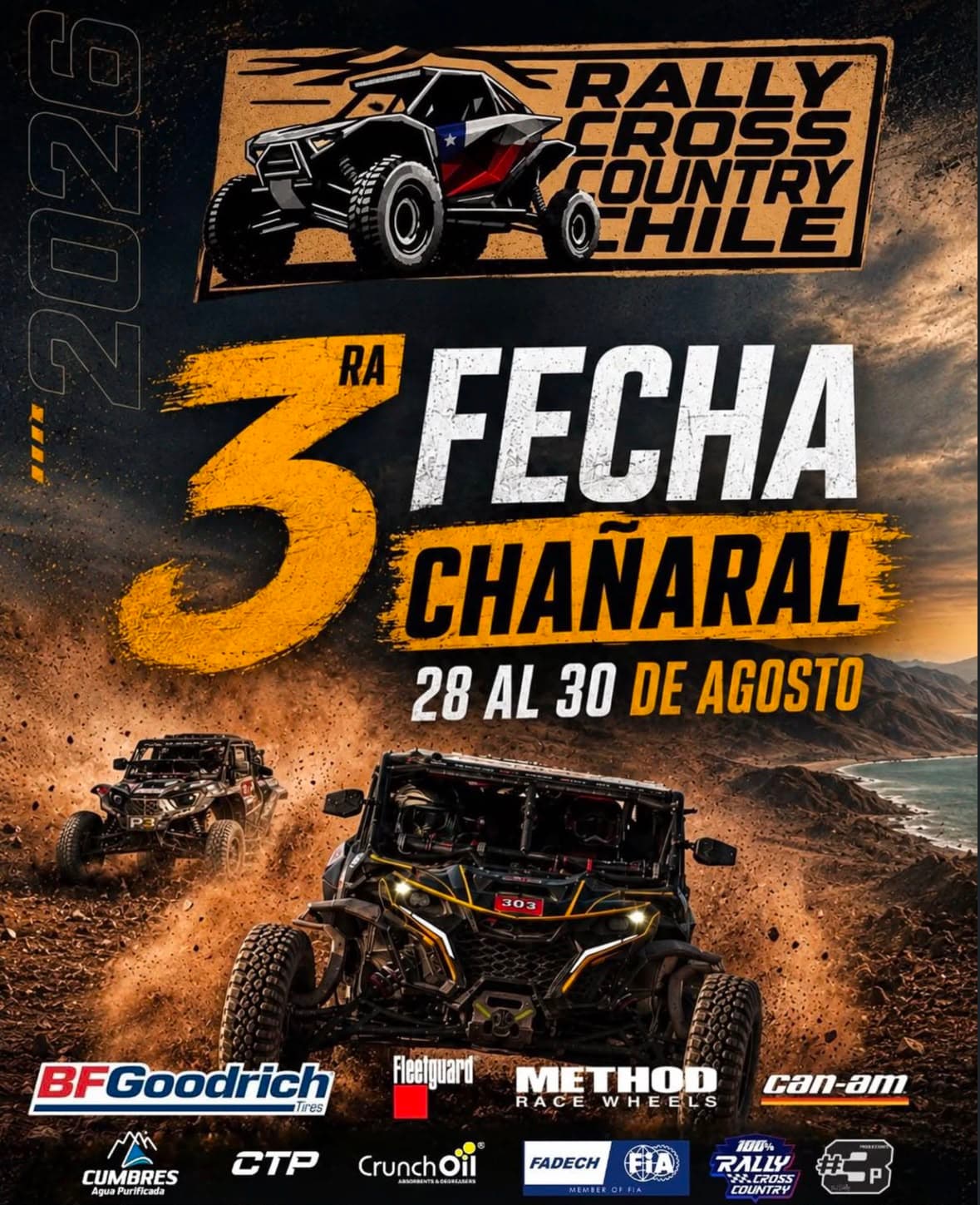 Afiche 3ra Fecha Rally Cross Country Chile - Chañaral, 28 al 30 de agosto de 2026